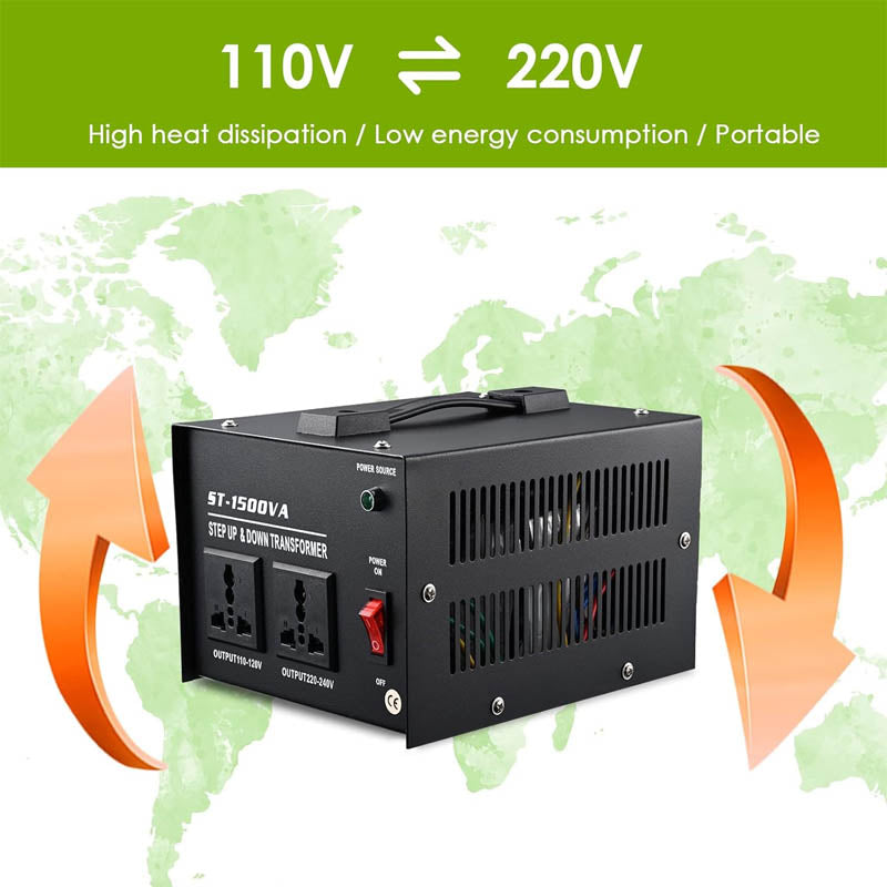 Voltage Converter Transformer 1500W Heavy Duty Step Up/Down Transformer 110 / 220V