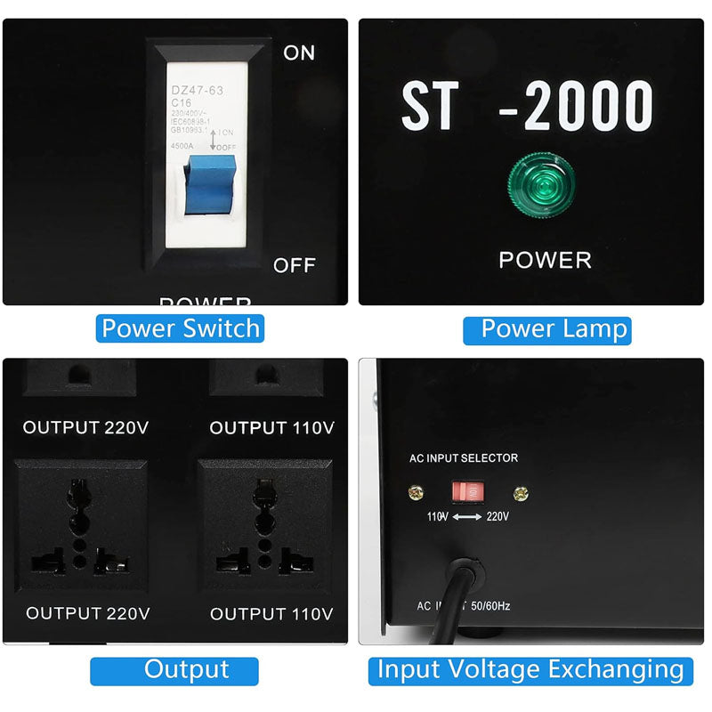 Voltage Converter Transformer 2000W Heavy Duty Step Up/Down Transformer Converter(240V to 110V, 110V to 240V)