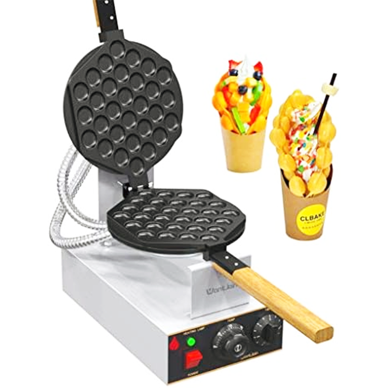Bubble Waffle Machine Commercial Electric Non-Stick Hong Kong Egg Waffle Iron Timer Temperature Adjustable 110V