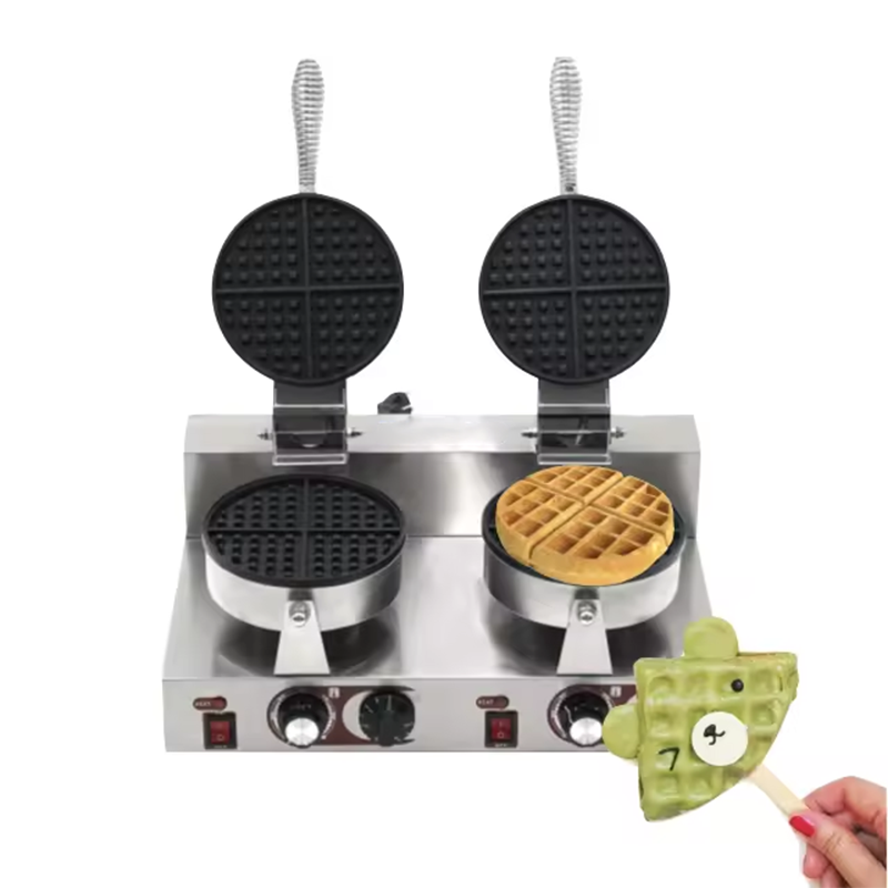 Double Head Snack Food Machinery Equipment Supplier Industrial Electric Double Plate Bubble Mini Panini Waffle Machine