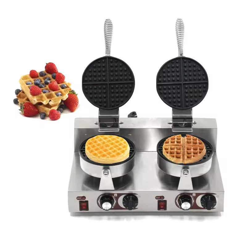 Double Head Snack Food Machinery Equipment Supplier Industrial Electric Double Plate Bubble Mini Panini Waffle Machine