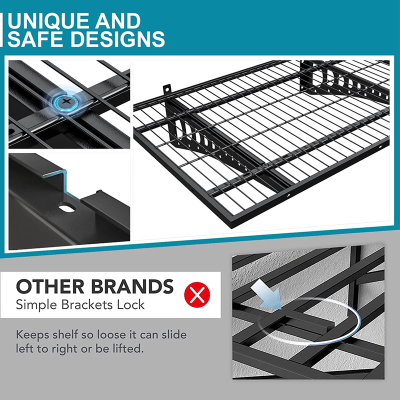 Wall Mounted Garage Storage Shelving 2 Pack 2x3ft Loads 500 lbs Strong Garage Organiser Adjustable Shelf Heavy Duty Sturdy Wall Shelves