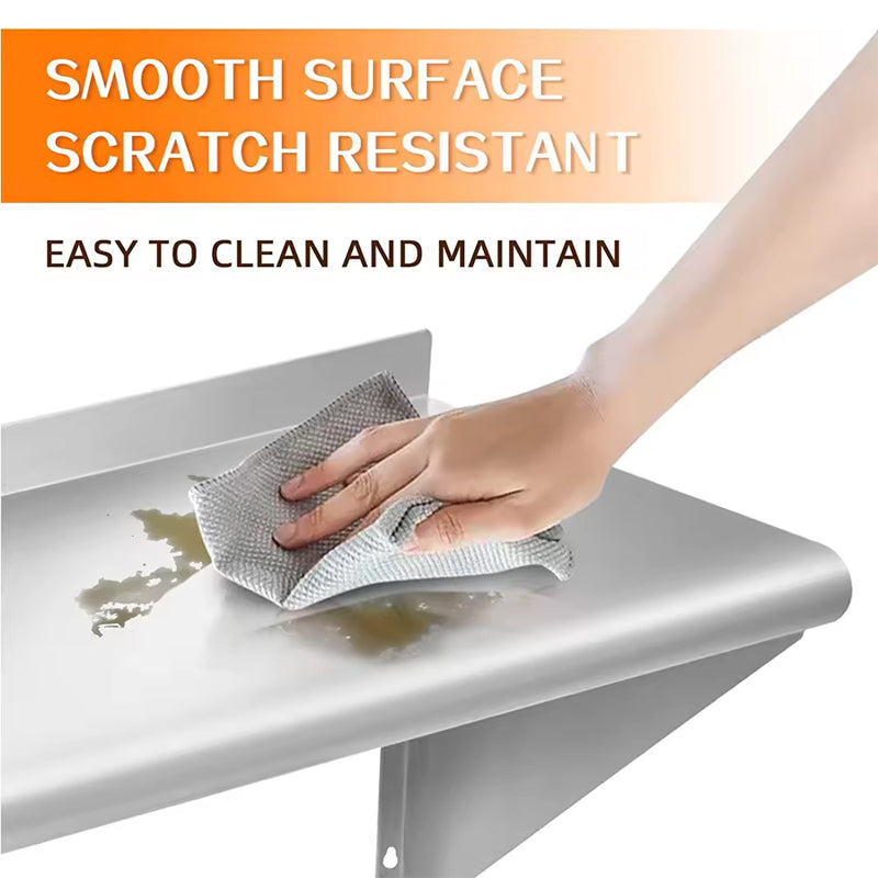 Wall Stainless Steel Shelf, Wall Mounted Floating Shelving For Restaurant, Kitchen, Home And Hotel