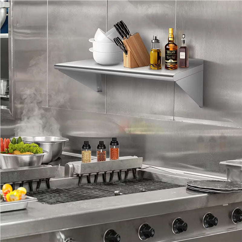 Wall Stainless Steel Shelf, Wall Mounted Floating Shelving For Restaurant, Kitchen, Home And Hotel