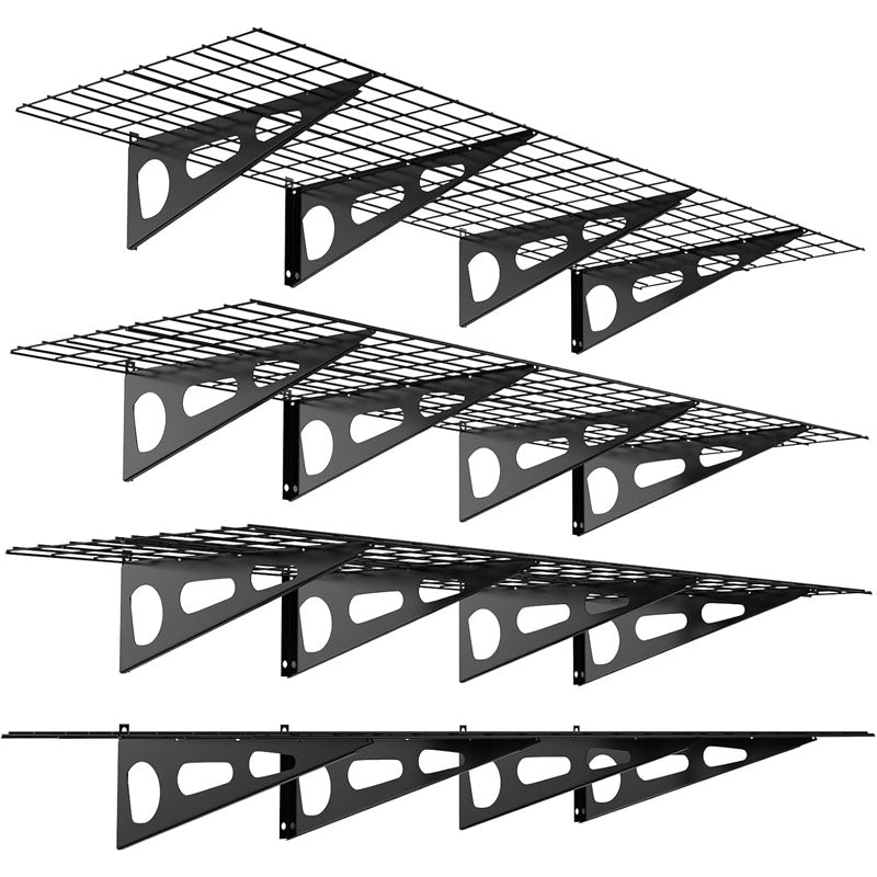 4 Pack Garage Wall Shelf 6 x 2 ft Heavy Duty Garage Shelves Wall Mounted 1600lbs Total Load Capacity