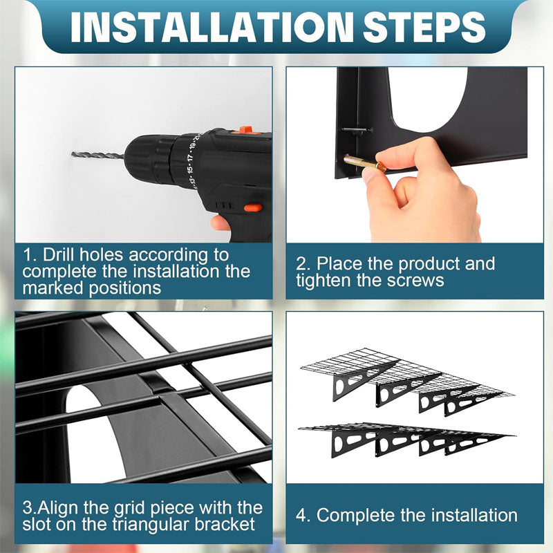 4 Pack Garage Wall Shelf 6 x 2 ft Heavy Duty Garage Shelves Wall Mounted 1600lbs Total Load Capacity
