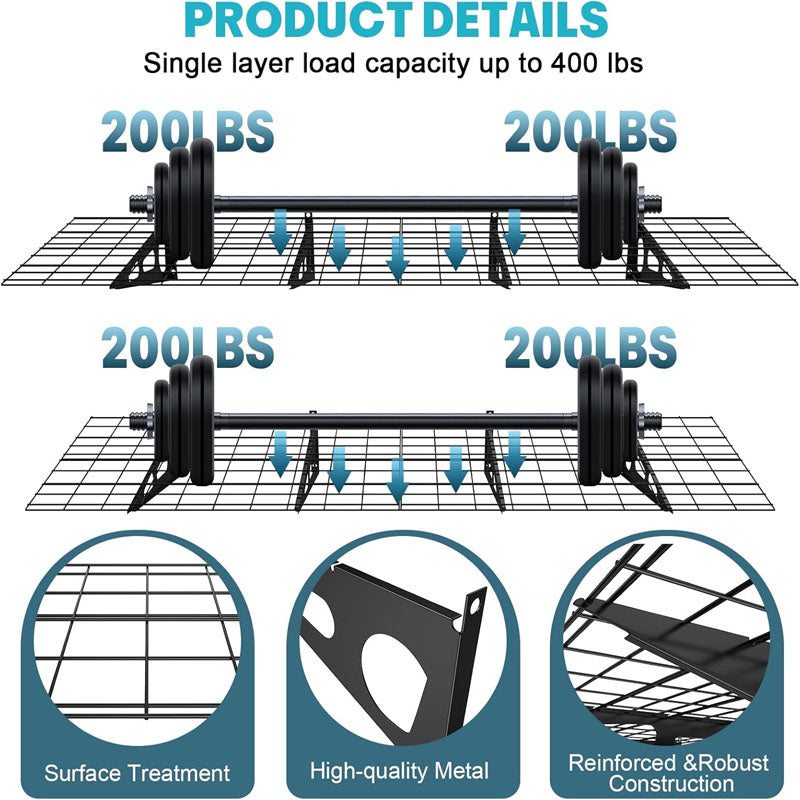 4 Pack Garage Wall Shelf 6 x 2 ft Heavy Duty Garage Shelves Wall Mounted 1600lbs Total Load Capacity