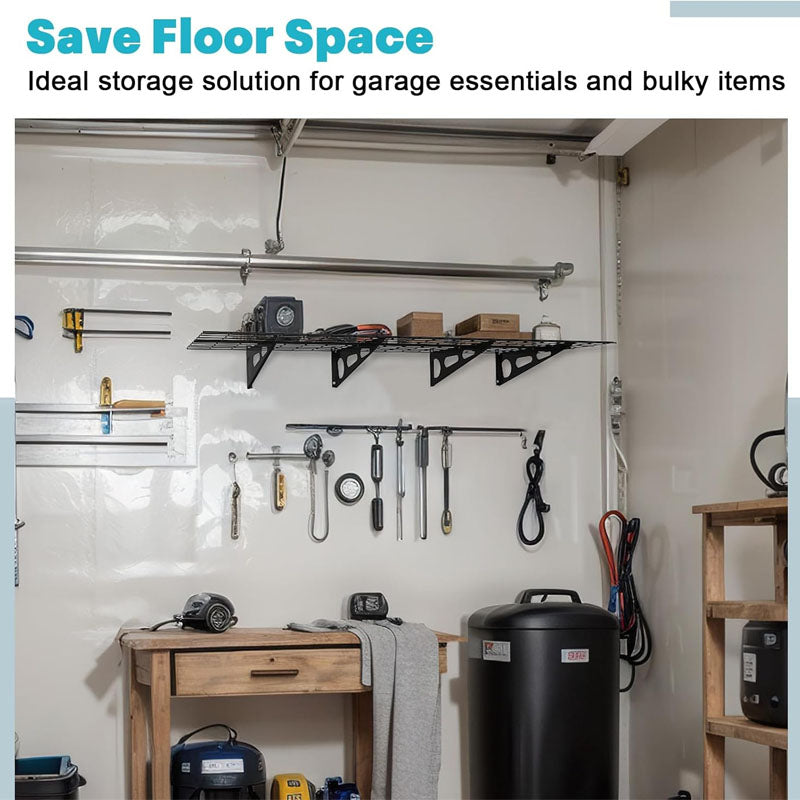 4 Pack Garage Wall Shelf 6 x 2 ft Heavy Duty Garage Shelves Wall Mounted 1600lbs Total Load Capacity