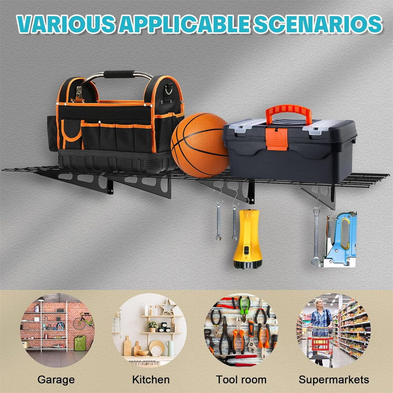 4 Pack Garage Wall Shelf 6 x 2 ft Heavy Duty Garage Shelves Wall Mounted 1600lbs Total Load Capacity