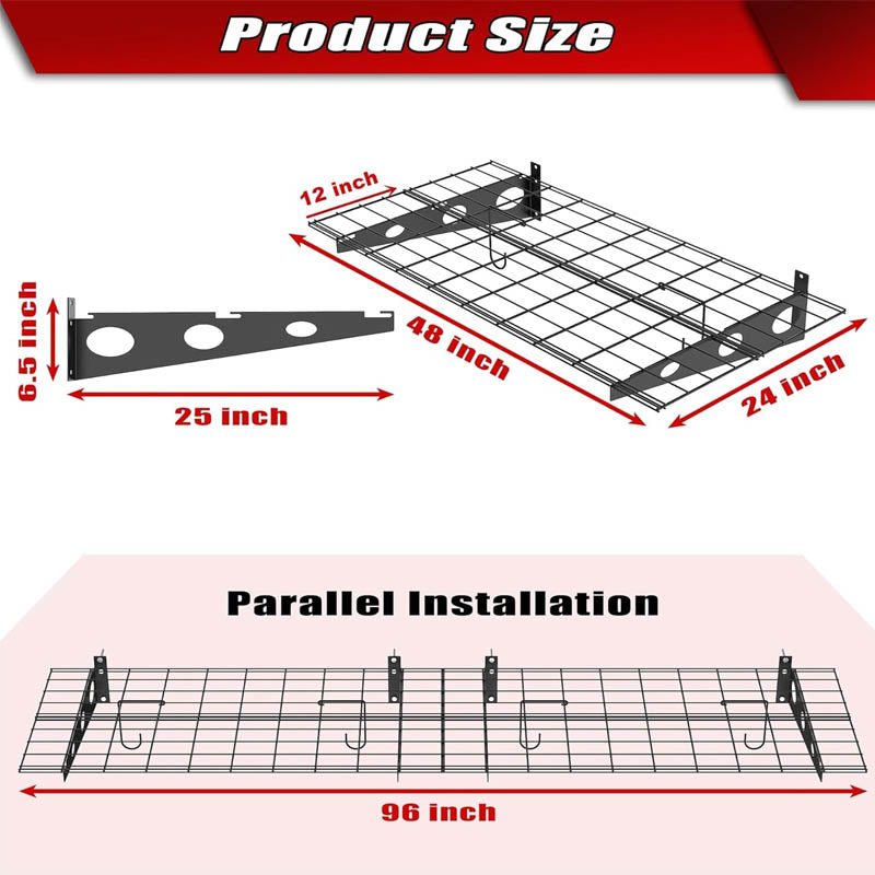 Wall Shelf 2 Pack Garage Wall Shelf 2 x 4 ft/24 * 48 inch for Garage Heavy Duty Wall Shelving