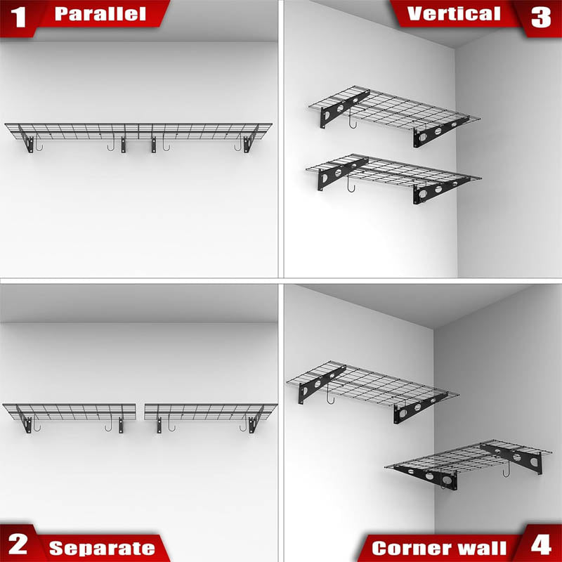 Wall Shelf 2 Pack Garage Wall Shelf 2 x 4 ft/24 * 48 inch for Garage Heavy Duty Wall Shelving