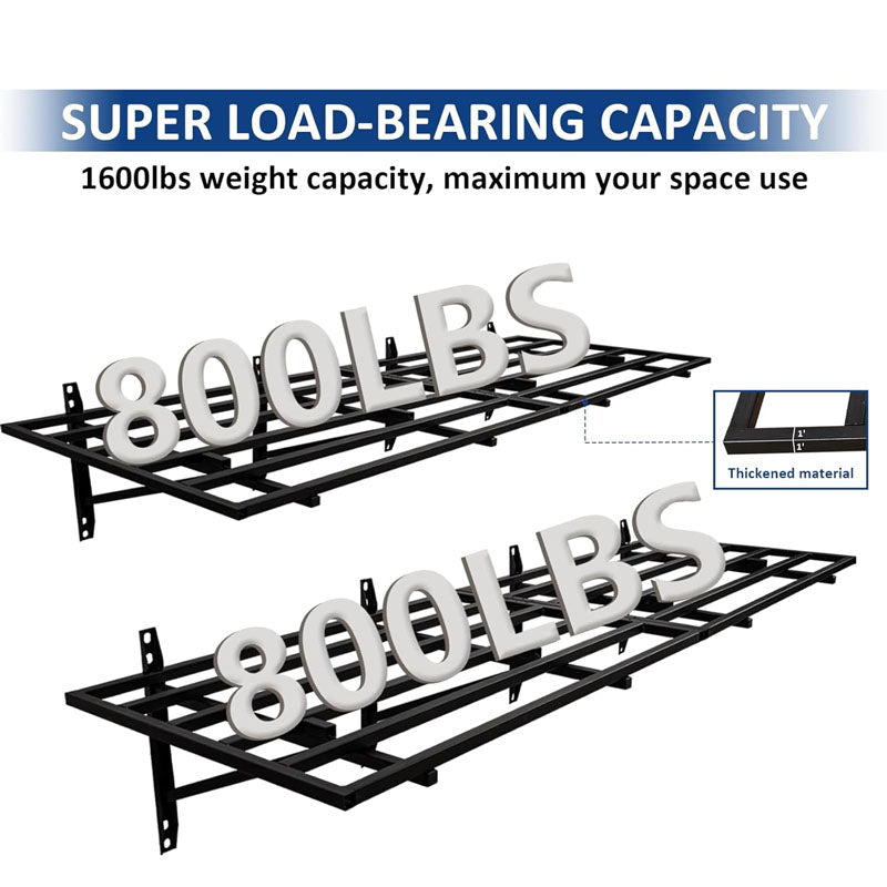 Wall Shelf 2-Pack 2x6ft Heavy Duty Floating Storage Racks 1600 lbs Load Capacity Suitable for Garage Storage Shed Shop