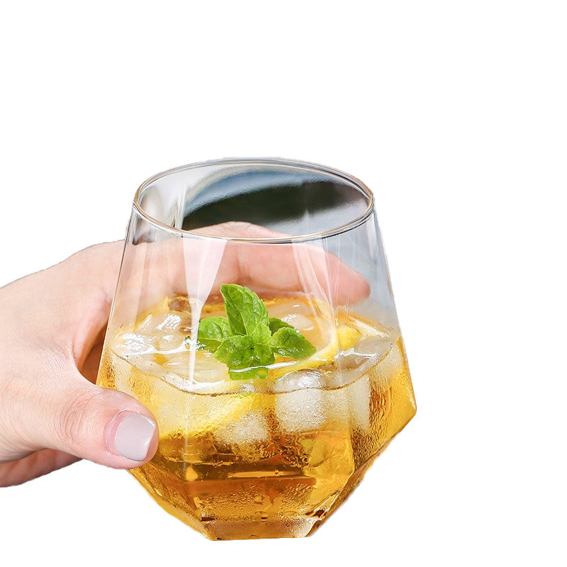 Water Cup Set Simple Living Room Heat-Resistant Tea Cup Beverage Cup Hexagonal Transparent x2