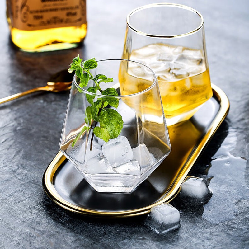 Water Cup Set Simple Living Room Heat-Resistant Tea Cup Beverage Cup Hexagonal Transparent x2