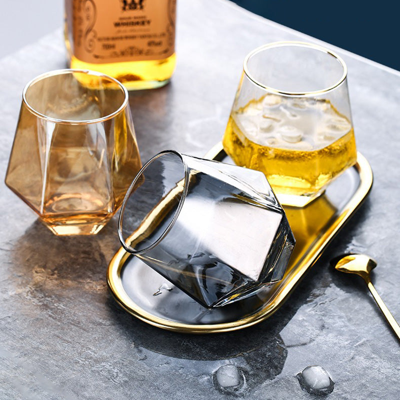 Water Cup Set Simple Living Room Heat-Resistant Tea Cup Beverage Cup Hexagonal Transparent x2