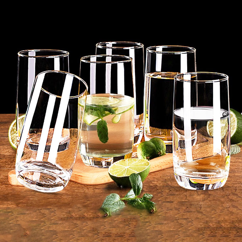 Glass Household Water Cup Living Room Heat-Resistant Drinking Water Tea Cup 6 Pieces