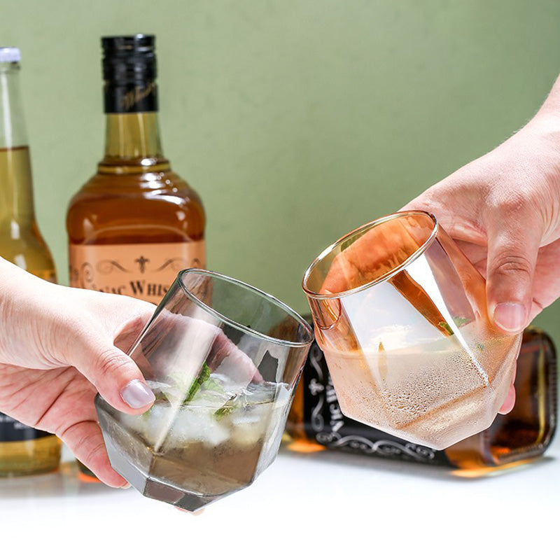 Water Cup Set Simple Living Room Heat-Resistant Tea Cup Beverage Cup Hexagonal Transparent x2