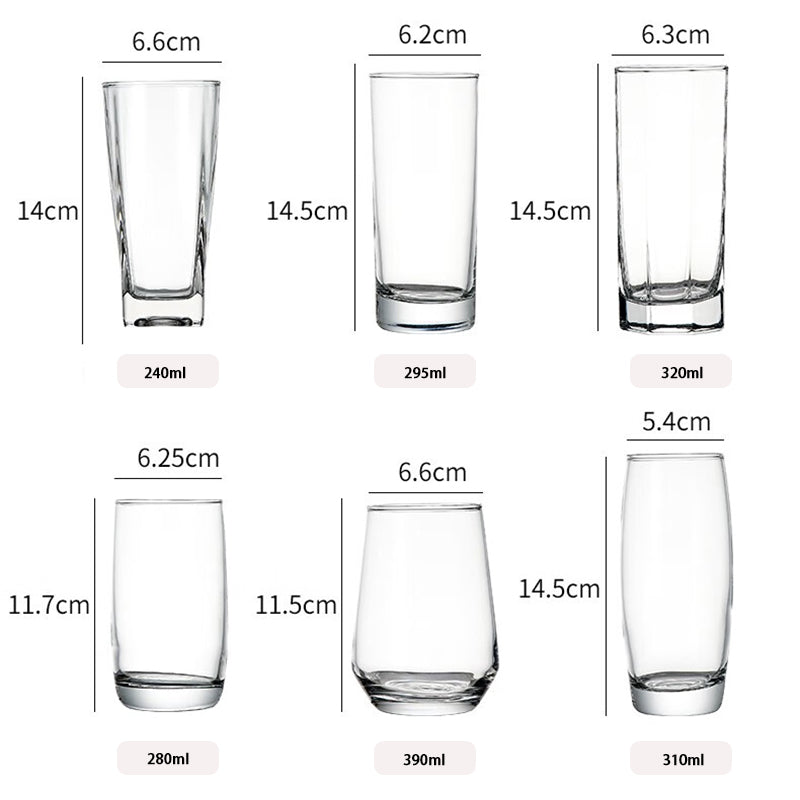 Glass Household Cups Water Cups 6-Piece Set Living Room Household Heat-Resistant Tea Cups