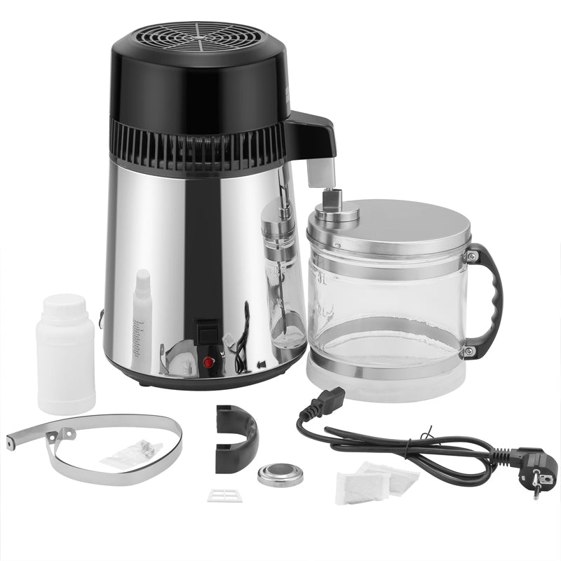 4L Distilled Water Machine 750W Stainless Steel Silver Pure Dew Machine Glass Pot Stainless Steel Household Distilled Water Manufacturing Machine