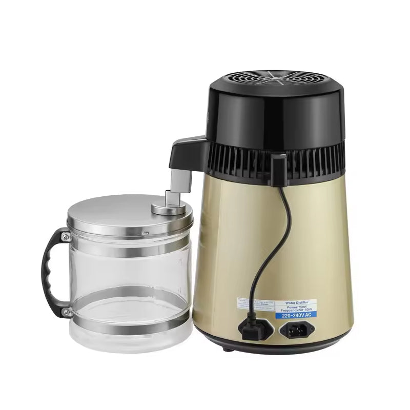 4L Distilled Water Machine 750W Stainless Steel Silver Pure Dew Machine Glass Pot Stainless Steel Household Distilled Water Manufacturing Machine