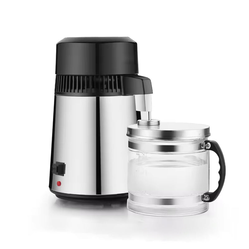 4L Distilled Water Machine 750W Stainless Steel Silver Pure Dew Machine Glass Pot Stainless Steel Household Distilled Water Manufacturing Machine