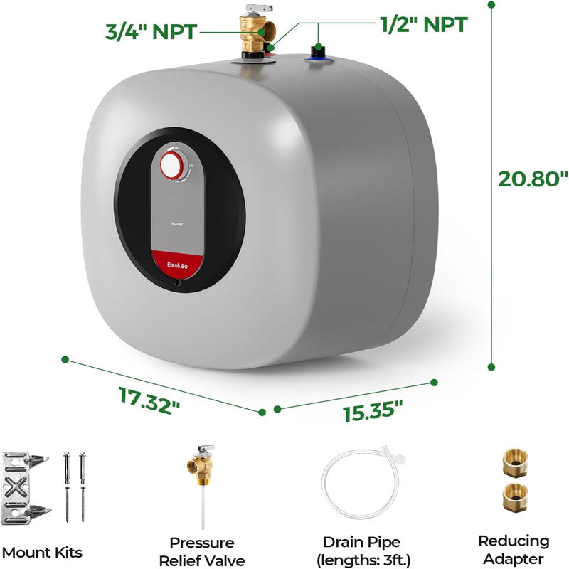 8.0 Gallon Point of Use Instant Hot Water Heater 120V 1440W Easy Install for Kichen Bathroom Restaurant Shelf Wall Floor Mounted