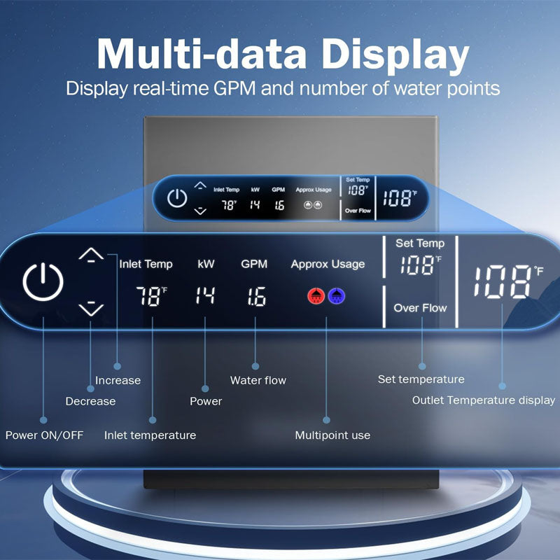 Electric Tankless Water Heaters 14kW 240V on Demand Instant Endless Water Heater For Kitchen Bathroom Shower Mall Salon