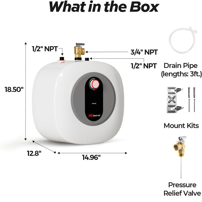 4 Gallon Point of Use Instant Hot Water Heater 120V 1440W Electric Mini Tank Water Heater Wall or Floor Mounted