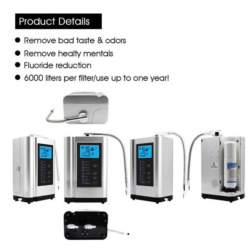 Water Ionizer PH 3.5-10.5 Alkaline Acid Water Machine 7 Water Settings System Up to -500mV ORP 8000L Per Filter