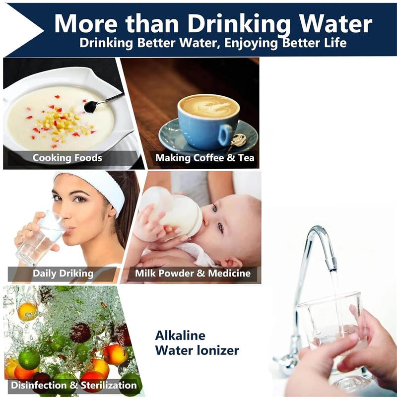 Water Ionizer PH 3.5-10.5 Alkaline Acid Water Machine 7 Water Settings System Up to -500mV ORP 8000L Per Filter
