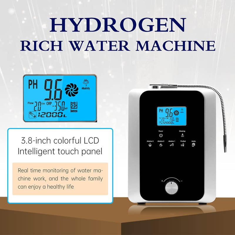 Water Ionizer pH 3-11 Alkaline Acidic Hydrogen Water Purifier, 7 Water Settings Up to 800mV ORP/ 12000 Liters Per Filter/Auto-Cleaning
