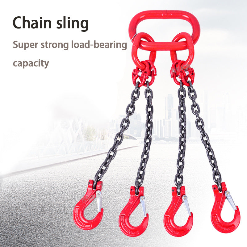Lifting Chain Sling, 5 Ton G80 Chain Four-Leg Hook And Ring Combination Complete Set Of Crane Sling,Lifting Tools