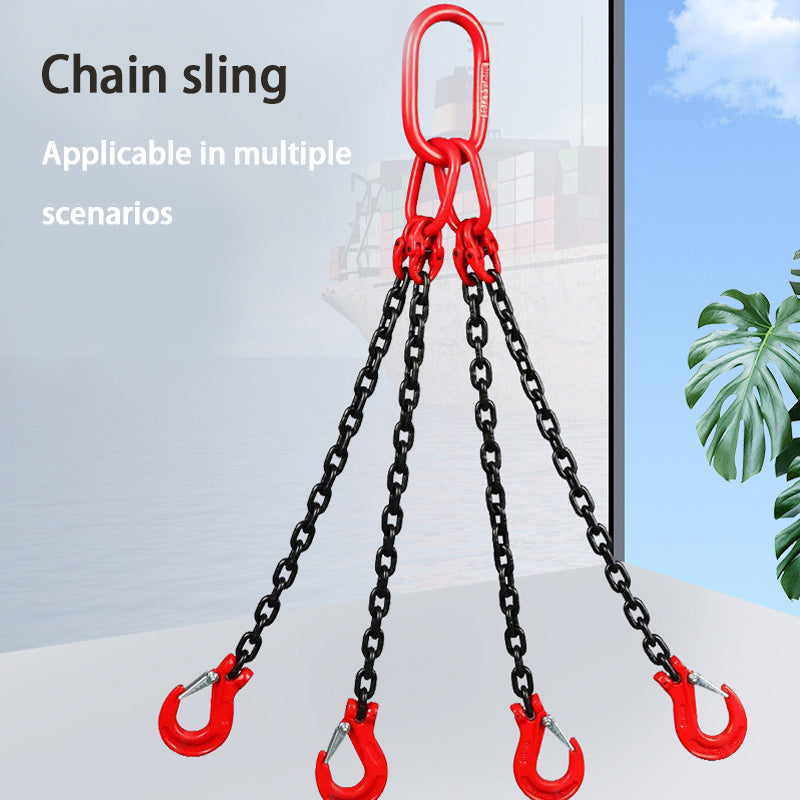 Lifting Chain Sling, 5 Ton G80 Chain Four-Leg Hook And Ring Combination Complete Set Of Crane Sling,Lifting Tools