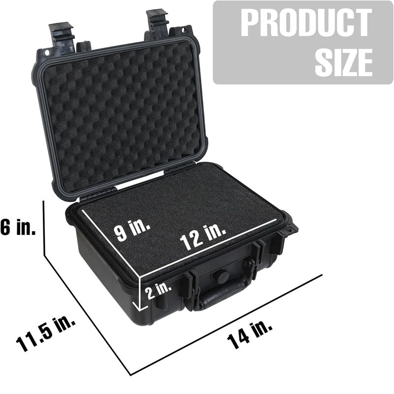 14x 11.5x 6 Inch Waterproof Hard Case with Customizable Foam of Drones Camera Equipments Black