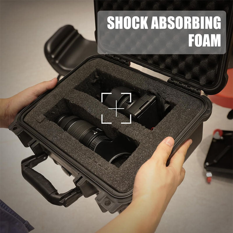 14x 11.5x 6 Inch Waterproof Hard Case with Customizable Foam of Drones Camera Equipments Black