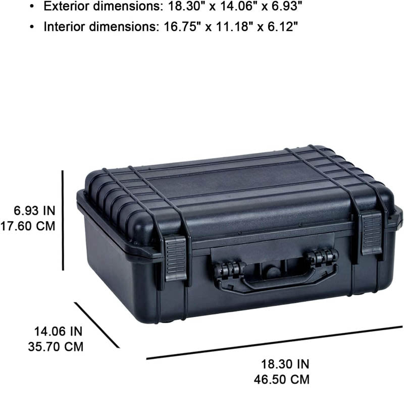 Waterproof Hard Case IP67 Waterproof Protective Case Hard Camera Case with customizable foam18.5 x14.06x6.93inches black