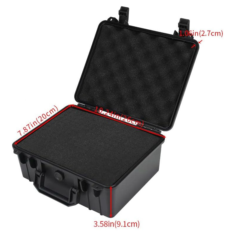 11in x 8in x 5in Waterproof Hard Case with Customizable Pluck Foam Interior for Laptop Pistol Camera and More Black