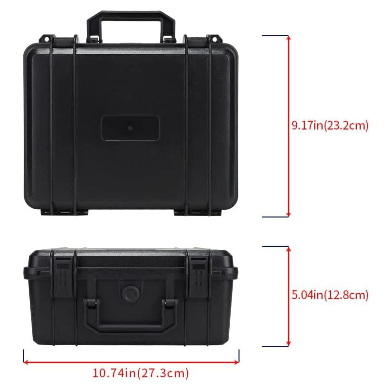 11in x 8in x 5in Waterproof Hard Case with Customizable Pluck Foam Interior for Laptop Pistol Camera and More Black