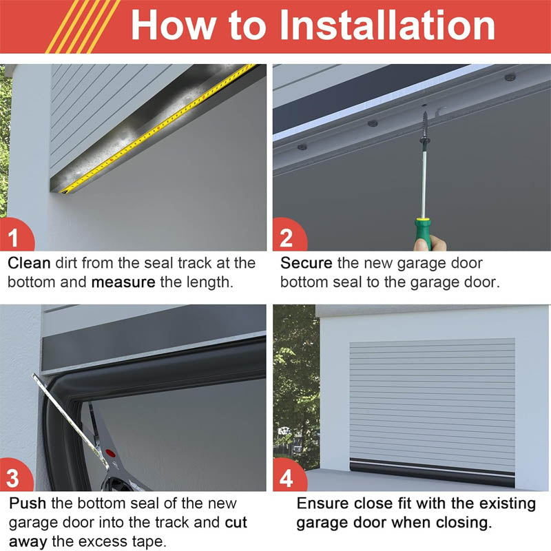 Weather Stripping U+O Ring Universal Garage Door Bottom Weather Stripping with Aluminum Track Retainer Kit