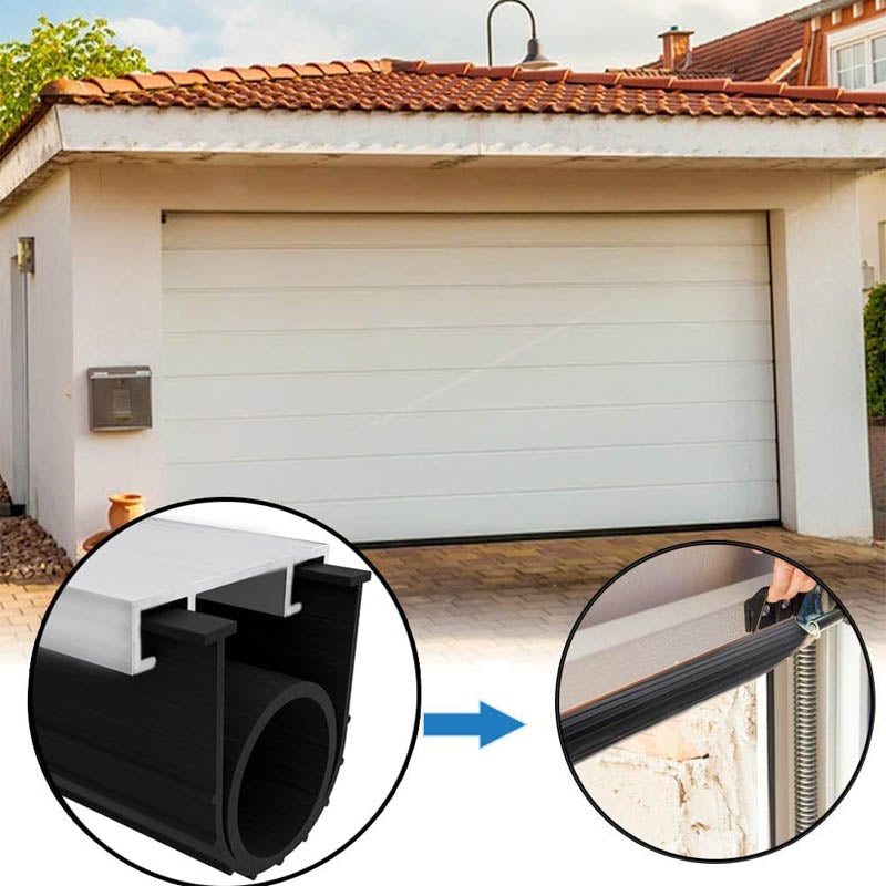 Weather Stripping Pre-drilled 16.5 Feet U+O Ring Heavy-Duty Weatherproofing Garage Door Rubber with Aluminum Track Retainer Base Kits