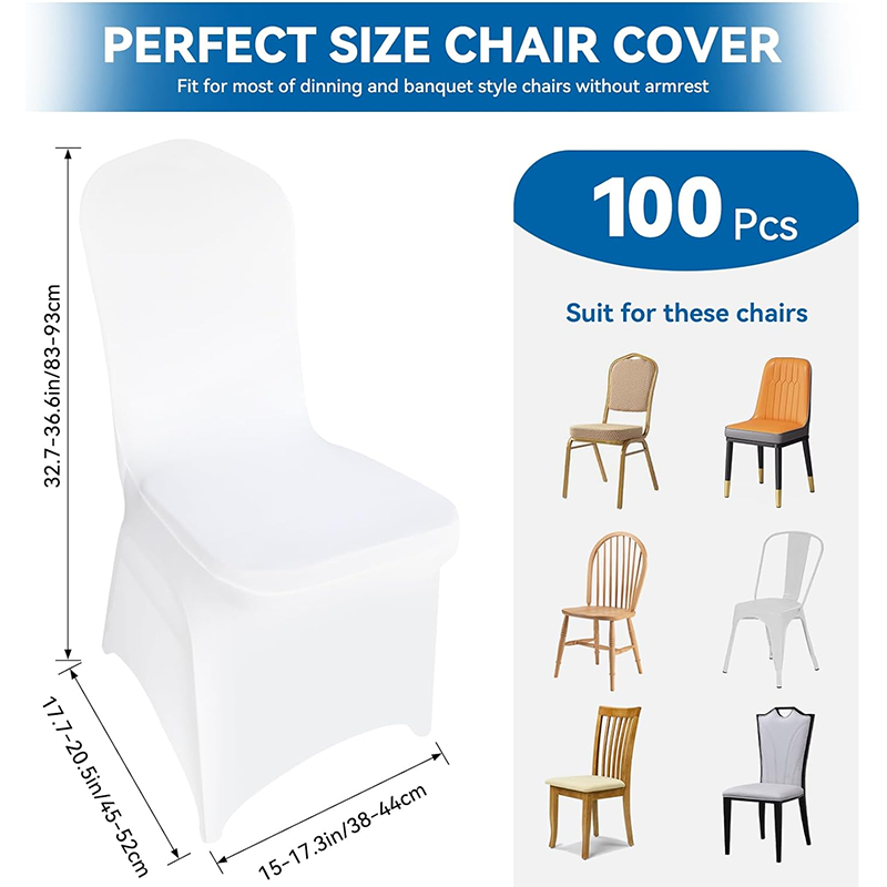 Wedding Chair Covers 100pcs White Chair Covers - Multifunctional Stretch Polyester Spandex Dining Chair Covers for Restaurants, Parties, Weddings, Banquets, etc.