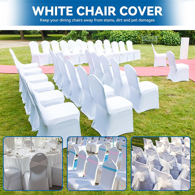 Wedding Chair Covers 100pcs White Chair Covers - Multifunctional Stretch Polyester Spandex Dining Chair Covers for Restaurants, Parties, Weddings, Banquets, etc.