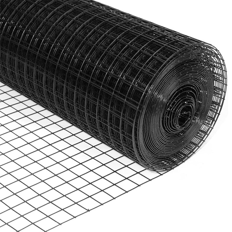 36'' x 50' 1.5 Inch Hardware Cloth, Vinyl Coated Welded Fence Mesh For Garden Fence And Pet Fence, Black