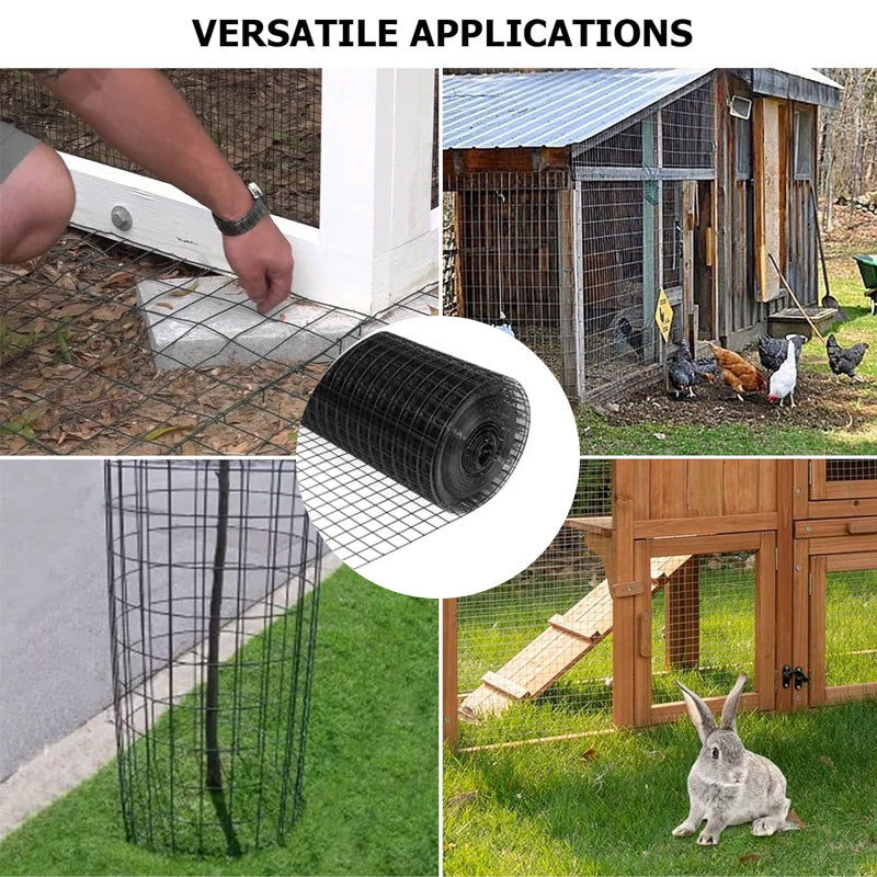 36'' x 50' 1.5 Inch Hardware Cloth, Vinyl Coated Welded Fence Mesh For Garden Fence And Pet Fence, Black