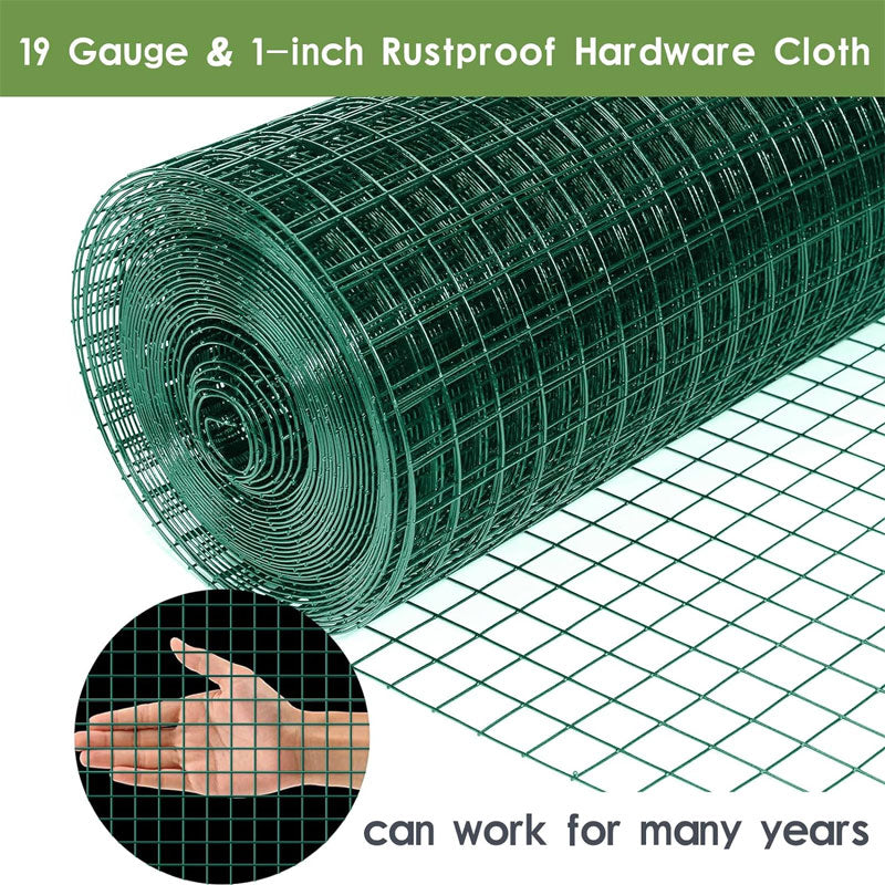 Welded Wire Roll, 24 Inch x 100 Ft Green Wire Mesh Fence, Suitable For Garden Fencing, Poultry Netting For Rabbit/Duck/Chicken Coop