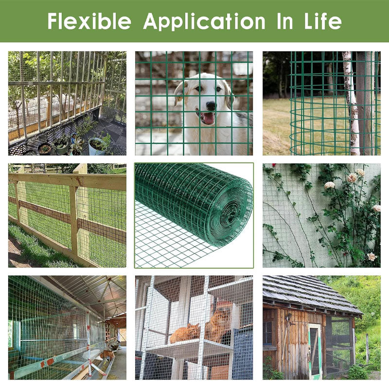 Welded Wire Roll, 24 Inch x 100 Ft Green Wire Mesh Fence, Suitable For Garden Fencing, Poultry Netting For Rabbit/Duck/Chicken Coop