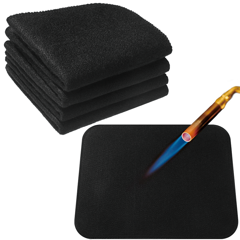 4 Pcs Welding Blanket,12 x 12 in Carbon Felt Welding Blanket Fabric Fireproof Mat Fireproof,Up To 1800°F Heat Resistant,for Glass Blowing Camp, Black