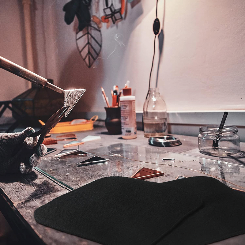 4 Pcs Welding Blanket,12 x 12 in Carbon Felt Welding Blanket Fabric Fireproof Mat Fireproof,Up To 1800°F Heat Resistant,for Glass Blowing Camp, Black