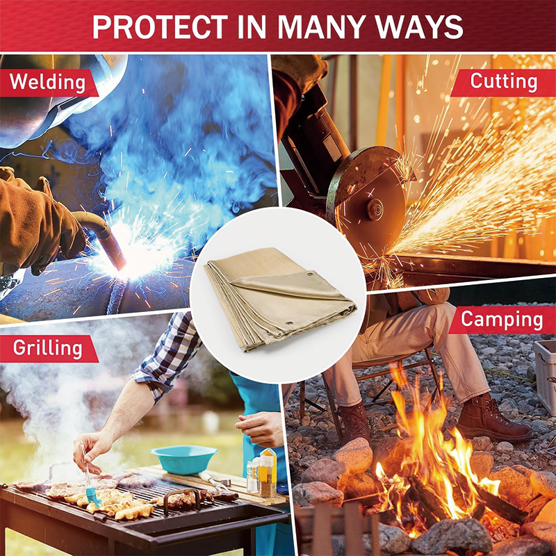 Welding Blanket 2 Packs,4x6 ft,Heavy Duty Fiberglass Heat Resistant Fabric,Up To 1022°F Heat Resistant Blanket Set,High Temp Insulation Blanket for Industrial, Smoker, Camping, Grill