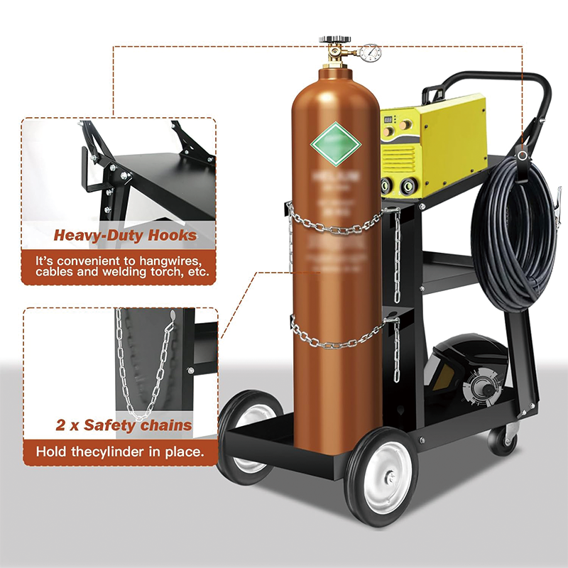 3-Tier Welding Cart Heavy Duty, 360° Swivel Wheels,Welding Carts for MIG/TIG Welder and Plasma Cutter Upgraded,for TIG, ARC, MMA, Plasma Cutter Welding Machine